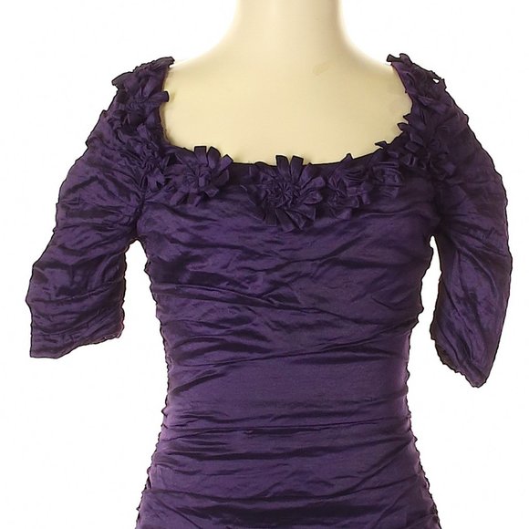 BCBG "Meridith" Passion Purple Ruched Taffeta Cocktail Dress- Sz. 2 - Picture 6 of 10